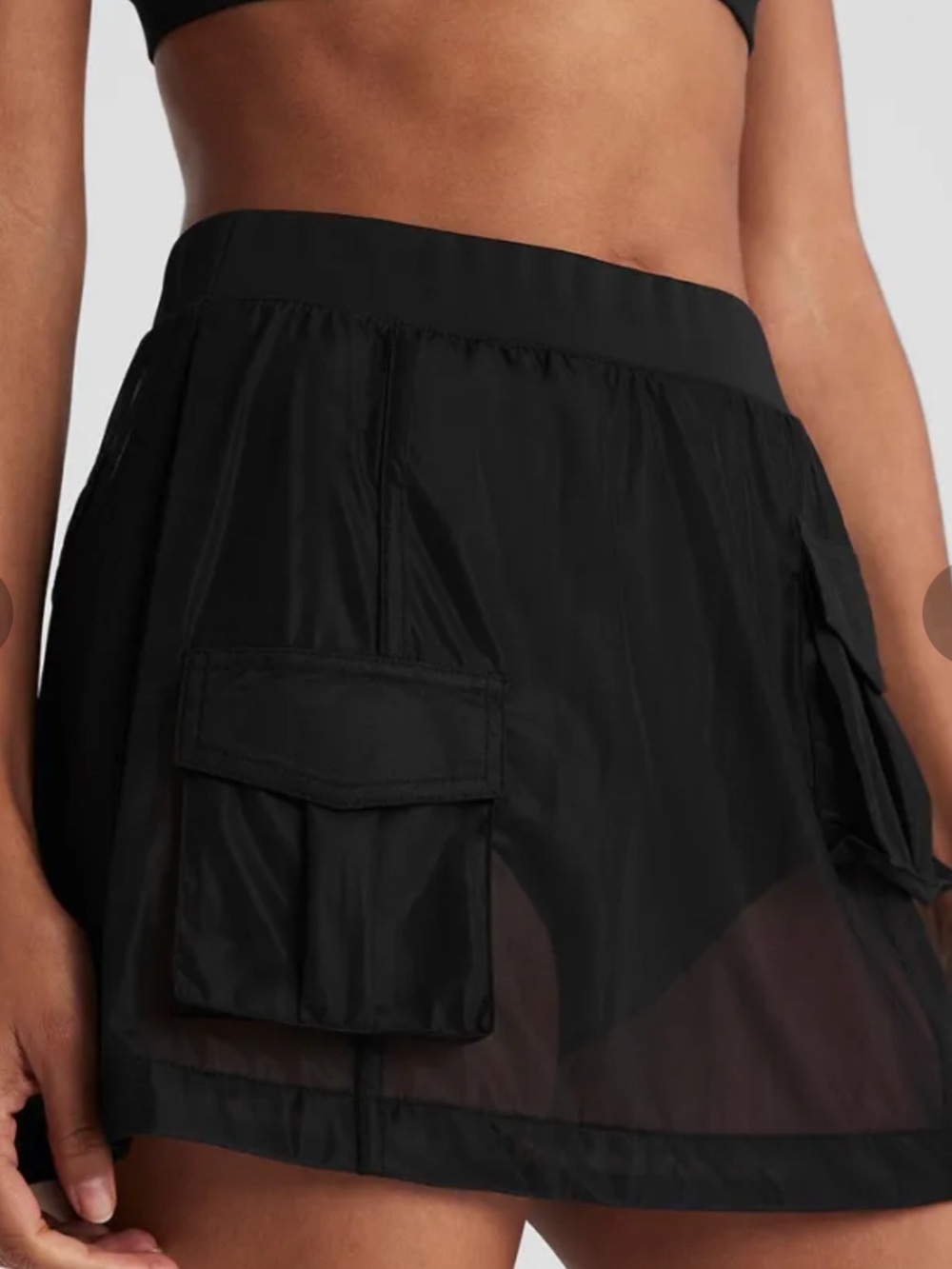 Alo Yoga Sheer Effusion Cargo Skirt XS Black pickleball yoga tennis